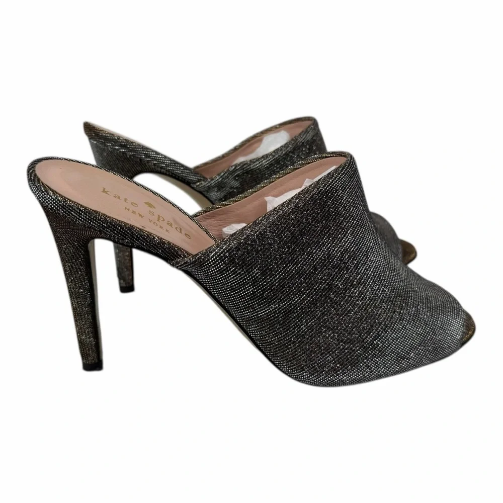Kate Spade New York Peep-Toe Polished Glitter High Mule Women's Size 8B
